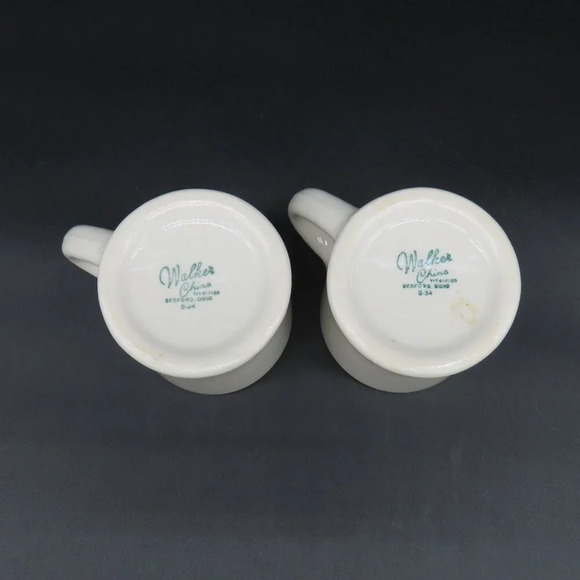 Walker China Restaurant Ware Mugs Coffee Cups China Set of 2 Vintage - Picture 4 of 7